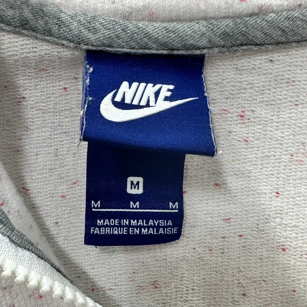 Nike Womens Medium Full Zip Hoodie White Confetti Print Athleisure Sporty Gym